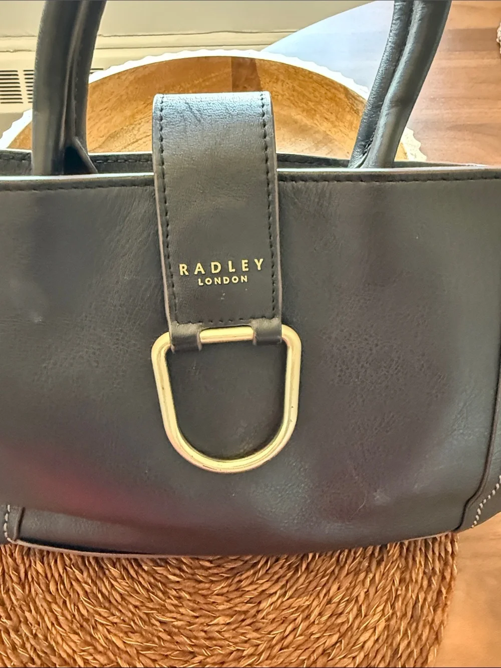 RADLEY LONDON Black Leather Satchel with Gold Hardware
